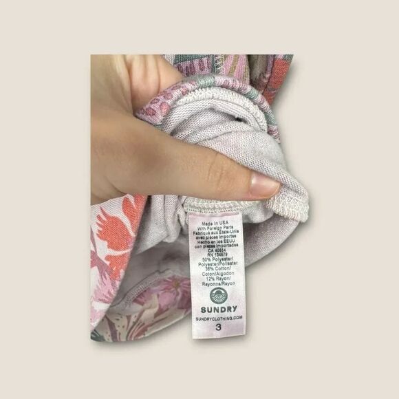 Sundry Tropical Raglan Long Sleeve Lightweight Crewneck Sweatshirt Size 3 (Large - Picture 5 of 5